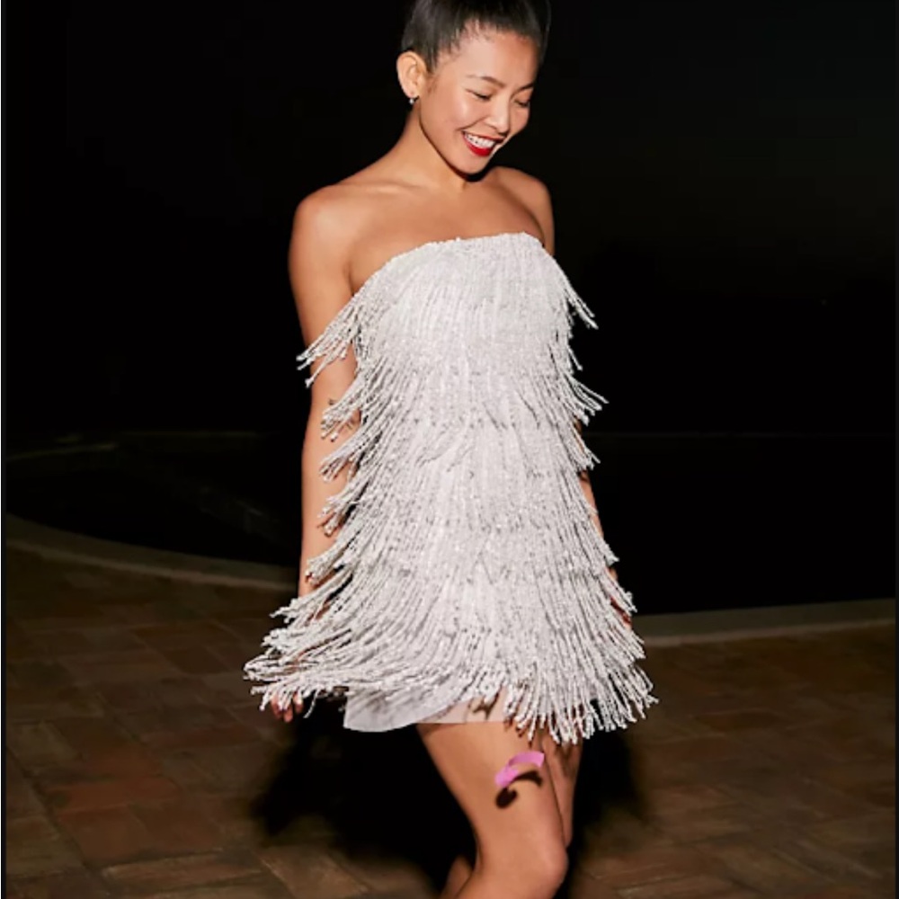 Anthropologie ​/​ BHLDN Arabella Strapless Sequin Fringe Mini Dress